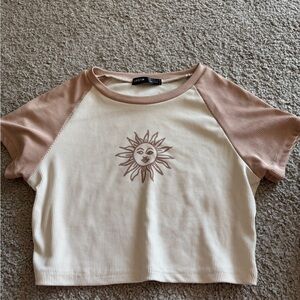SHEIN Cream and Brown Sun Crop Top